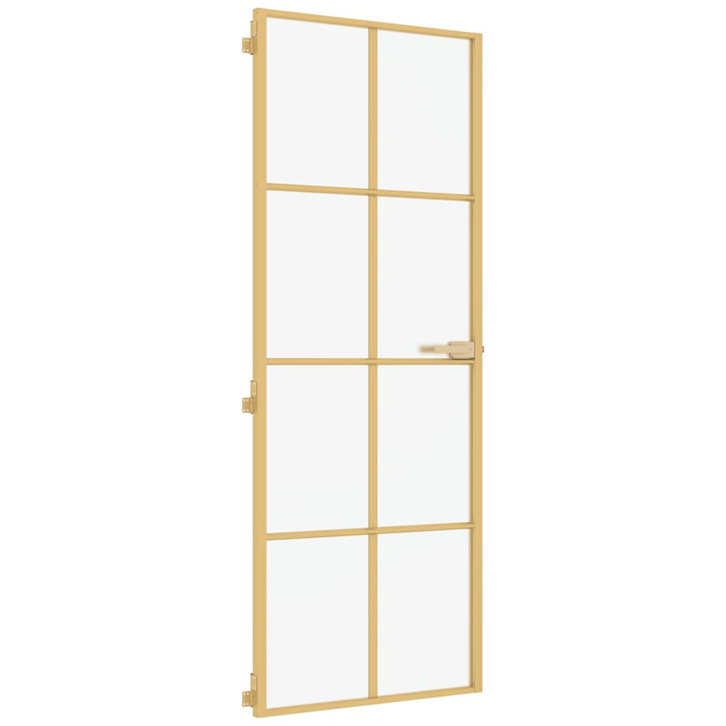 Porta Interni Sottile Oro 76x201,5cm Vetro Temperato Alluminio