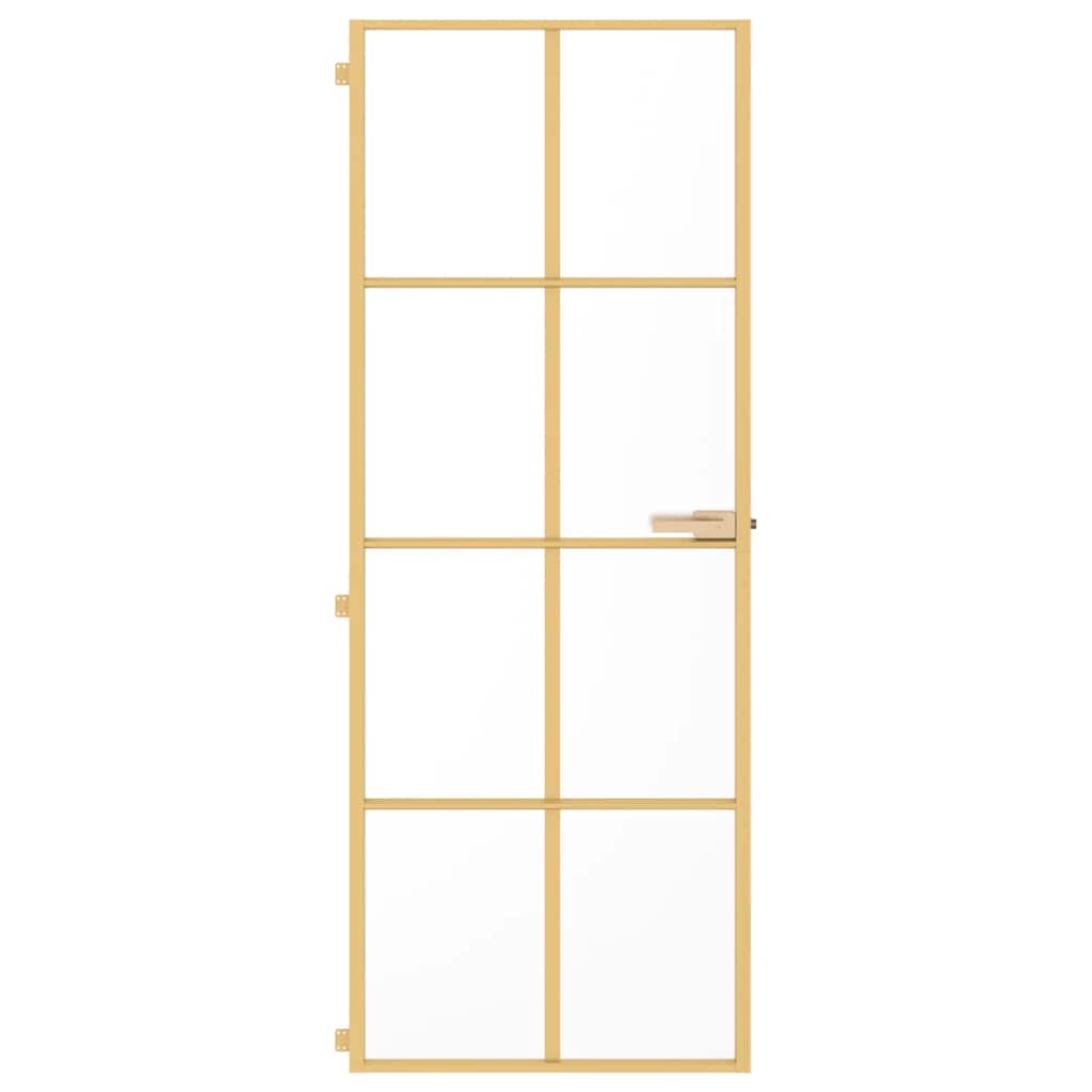 Porta Interni Sottile Oro 76x201,5cm Vetro Temperato Alluminio