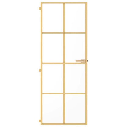 Porta Interni Sottile Oro 76x201,5cm Vetro Temperato Alluminio