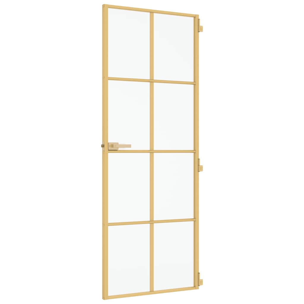 Porta Interni Sottile Oro 76x201,5cm Vetro Temperato Alluminio