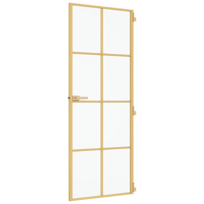 Porta Interni Sottile Oro 76x201,5cm Vetro Temperato Alluminio