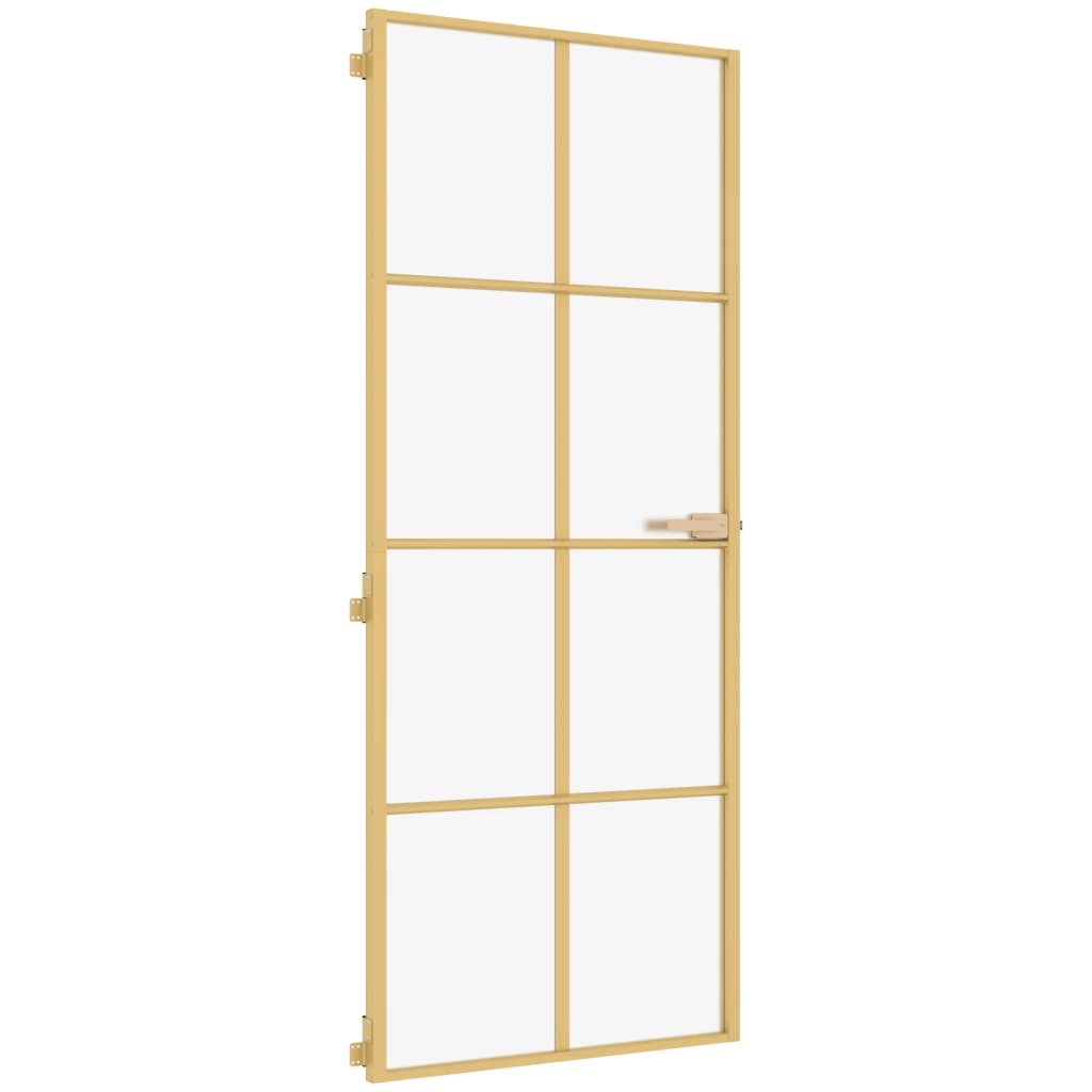 Porta Interni Sottile Oro 83x201,5cm Vetro Temperato Alluminio