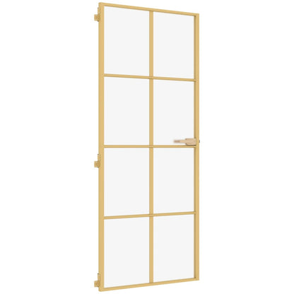 Porta Interni Sottile Oro 83x201,5cm Vetro Temperato Alluminio