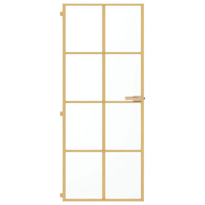 Porta Interni Sottile Oro 83x201,5cm Vetro Temperato Alluminio