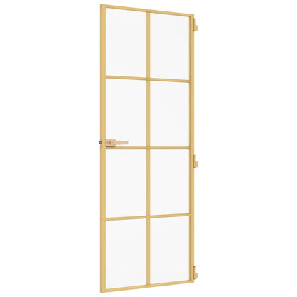 Porta Interni Sottile Oro 83x201,5cm Vetro Temperato Alluminio