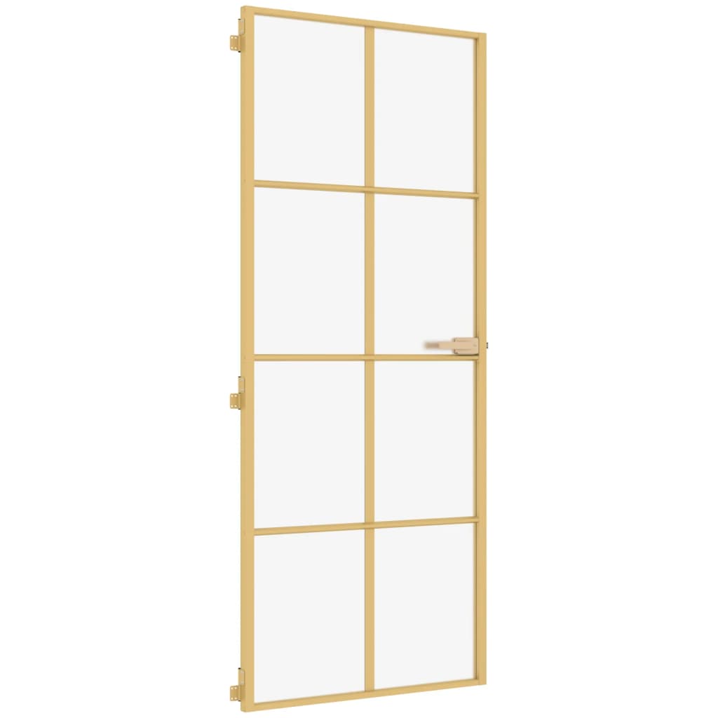 Porta Interni Sottile Oro 93x201,5cm Vetro Temperato Alluminio