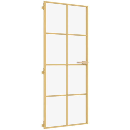Porta Interni Sottile Oro 93x201,5cm Vetro Temperato Alluminio