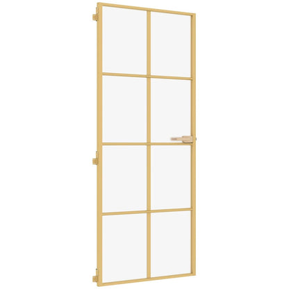 Porta Interni Sottile Oro 93x201,5cm Vetro Temperato Alluminio