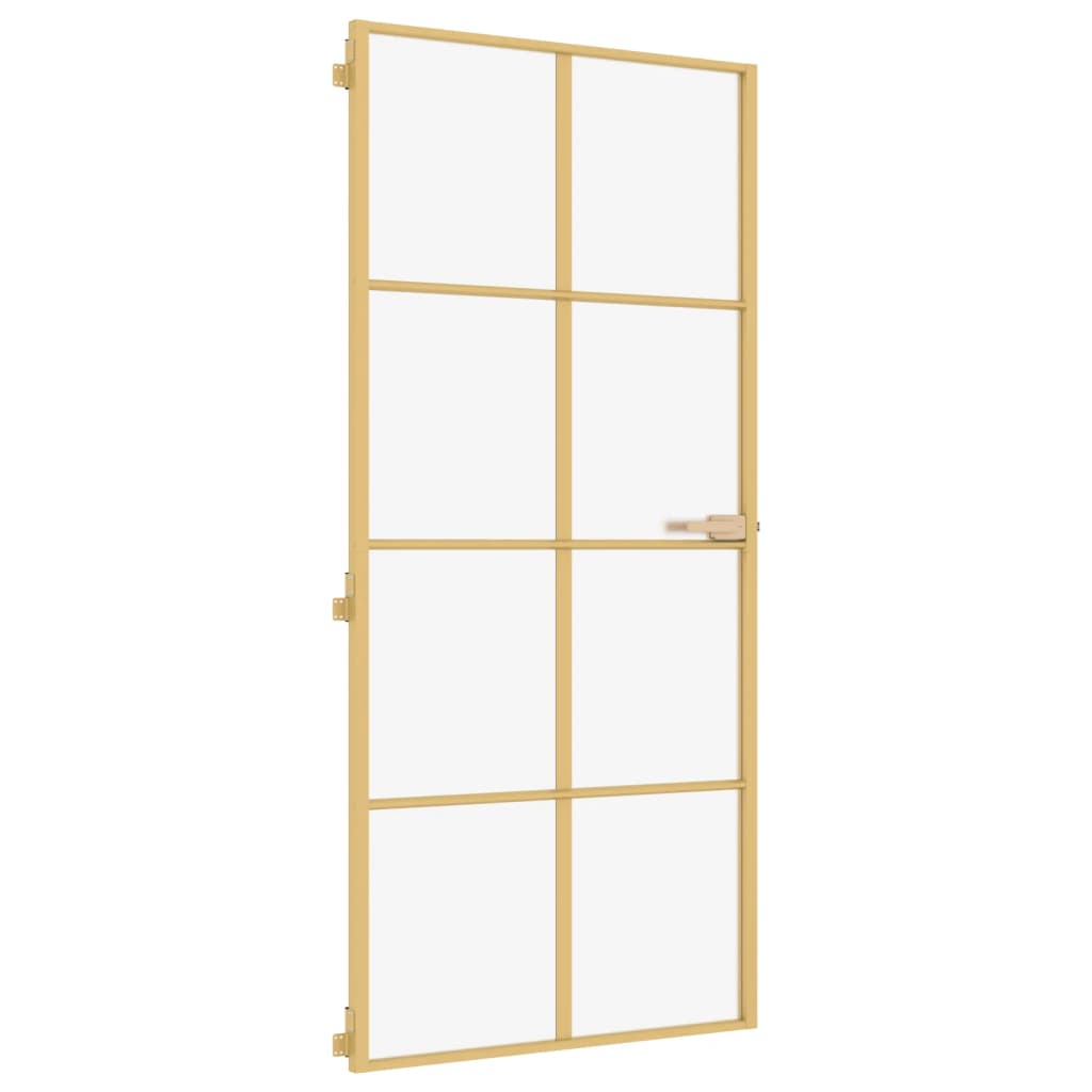 Porta Interni Sottile Oro 93x201,5cm Vetro Temperato Alluminio
