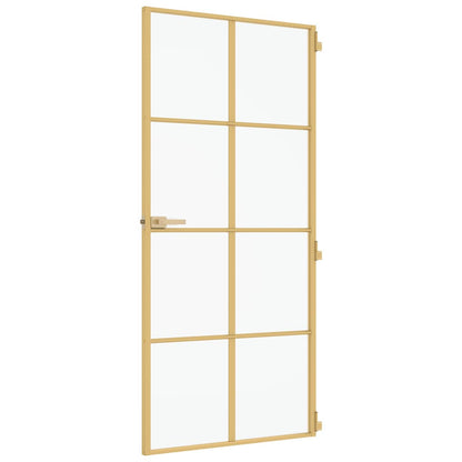 Porta Interni Sottile Oro 93x201,5cm Vetro Temperato Alluminio