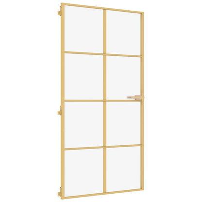 Porta Interni Sottile Oro 102,5x201,5 Vetro Temperato Alluminio