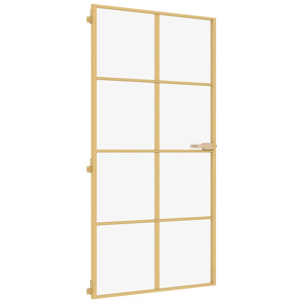 Porta Interni Sottile Oro 102,5x201,5 Vetro Temperato Alluminio