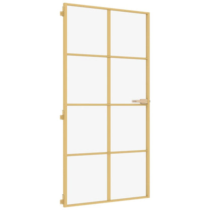 Porta Interni Sottile Oro 102,5x201,5 Vetro Temperato Alluminio