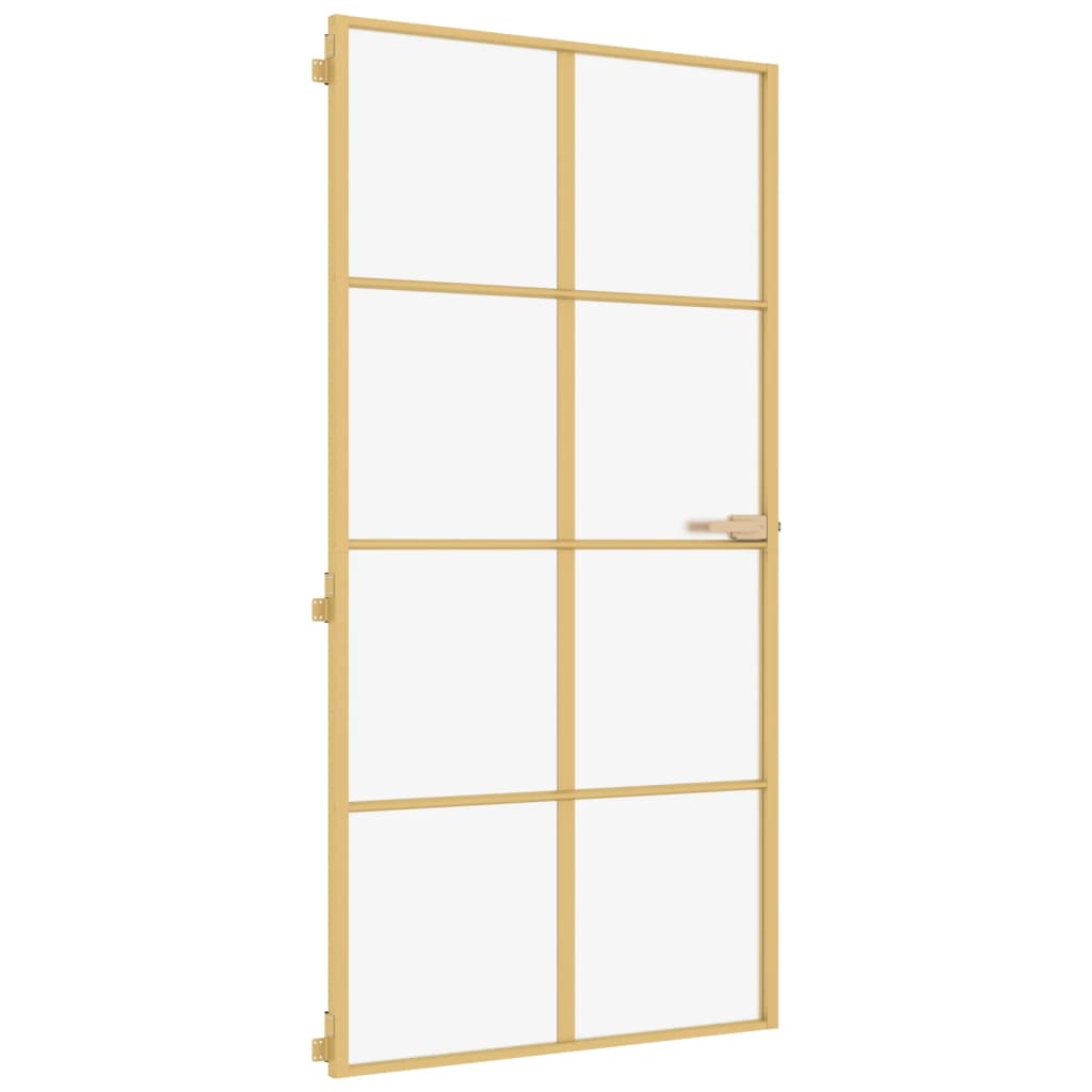 Porta Interni Sottile Oro 102,5x201,5 Vetro Temperato Alluminio
