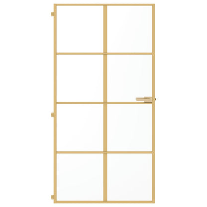 Porta Interni Sottile Oro 102,5x201,5 Vetro Temperato Alluminio