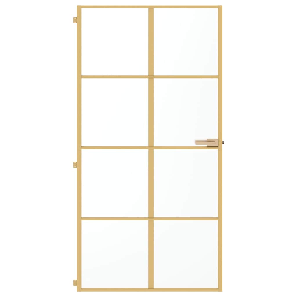 Porta Interni Sottile Oro 102,5x201,5 Vetro Temperato Alluminio