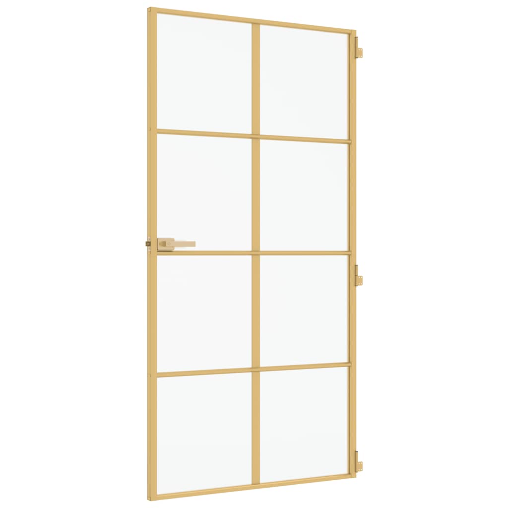 Porta Interni Sottile Oro 102,5x201,5 Vetro Temperato Alluminio