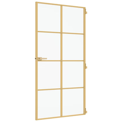 Porta Interni Sottile Oro 102,5x201,5 Vetro Temperato Alluminio