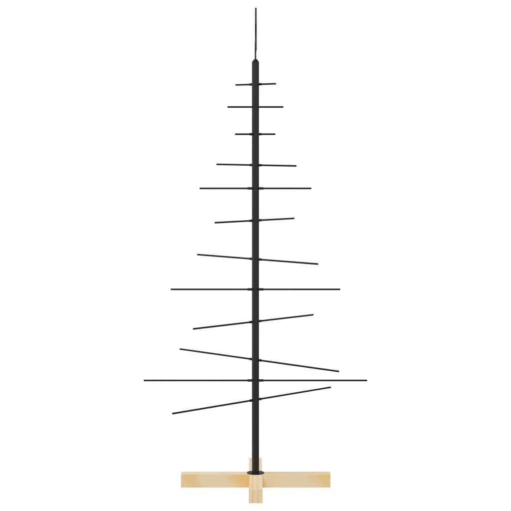 Albero di Natale in Metallo con Base in Legno Nero 120 cm