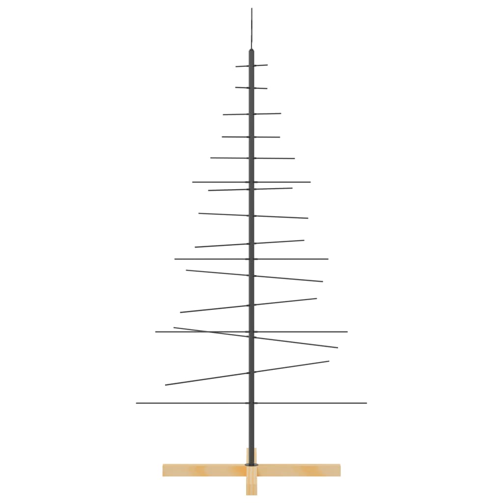 Albero di Natale in Metallo con Base in Legno Nero 150 cm