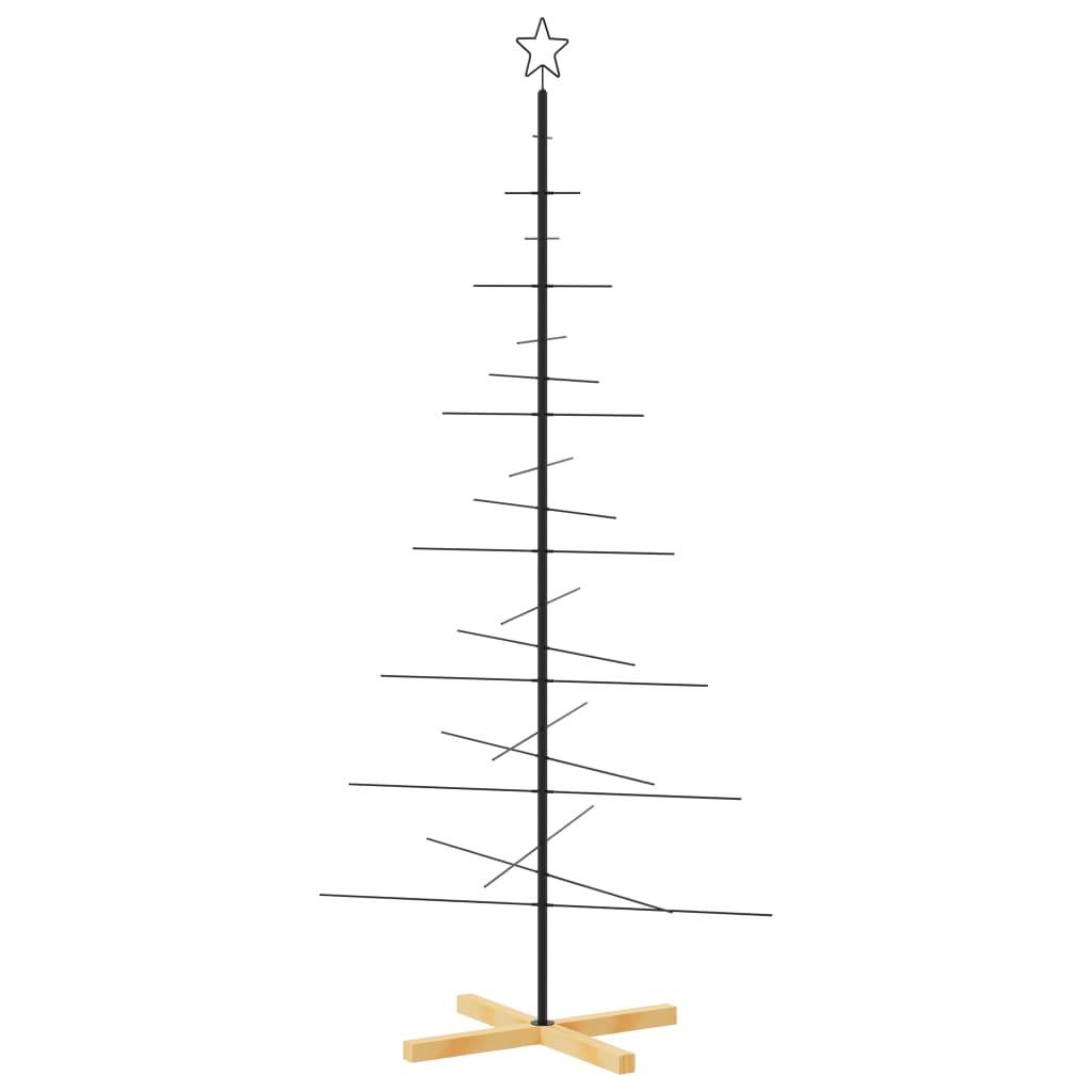 Albero di Natale in Metallo con Base in Legno Nero 180 cm