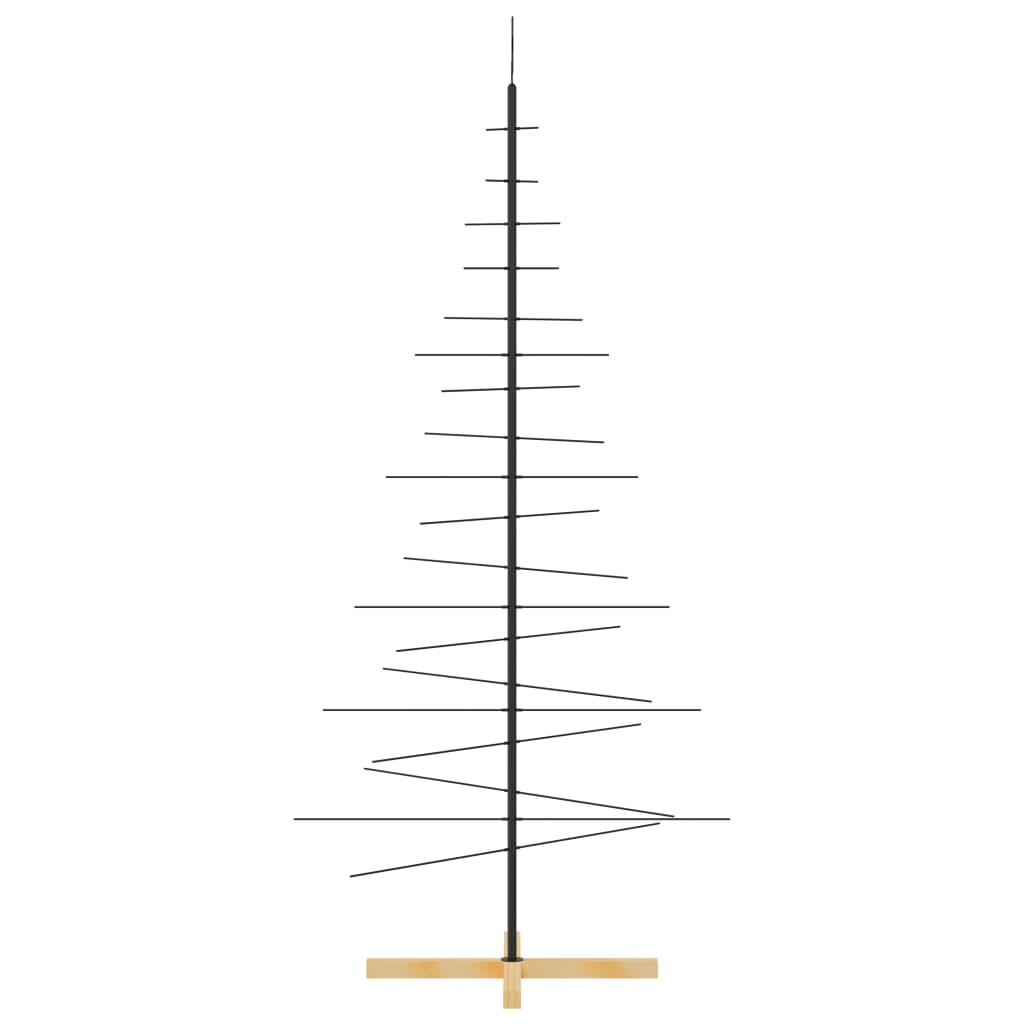 Albero di Natale in Metallo con Base in Legno Nero 180 cm