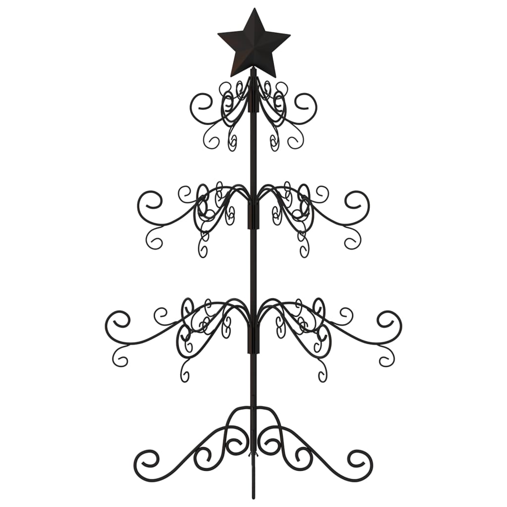 Albero di Natale Decorativo in Metallo Nero 90 cm