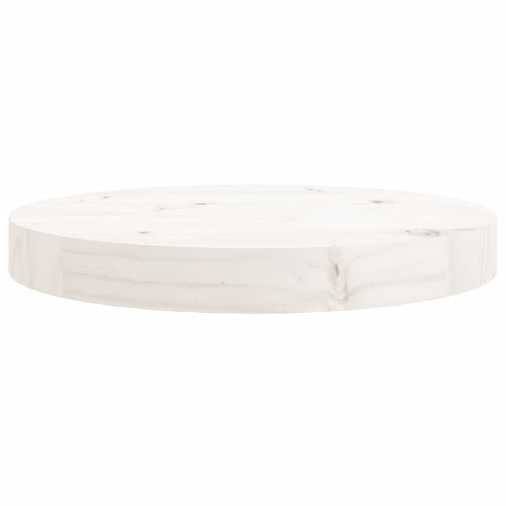 Piano Tavolo Rotondo Bianco Ã˜30x3 cm in Legno Massello di Pino