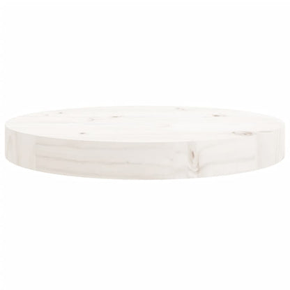 Piano Tavolo Rotondo Bianco Ã˜30x3 cm in Legno Massello di Pino