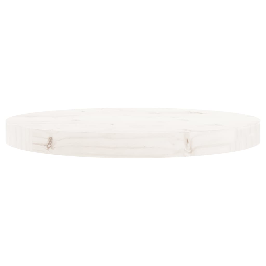 Piano Tavolo Rotondo Bianco Ã˜40x3 cm in Legno Massello di Pino