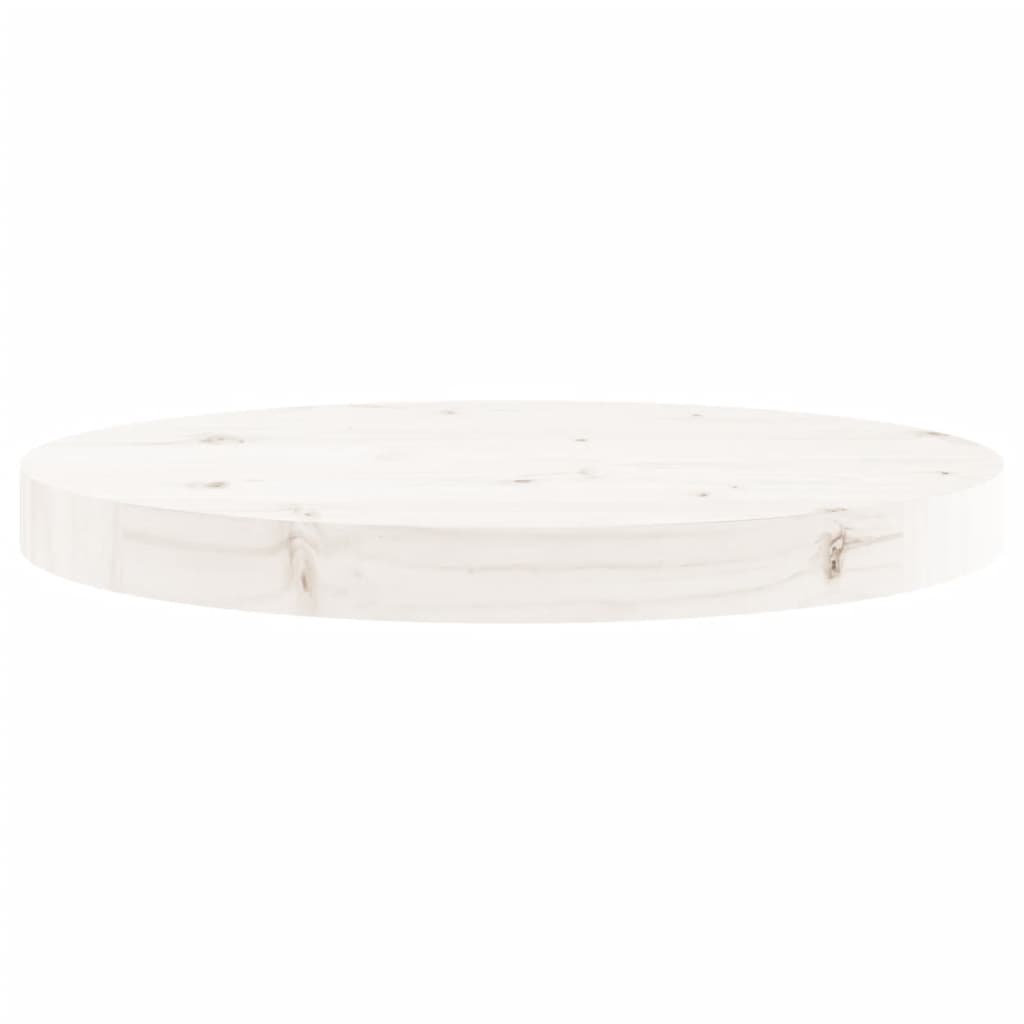 Piano Tavolo Rotondo Bianco Ã˜40x3 cm in Legno Massello di Pino