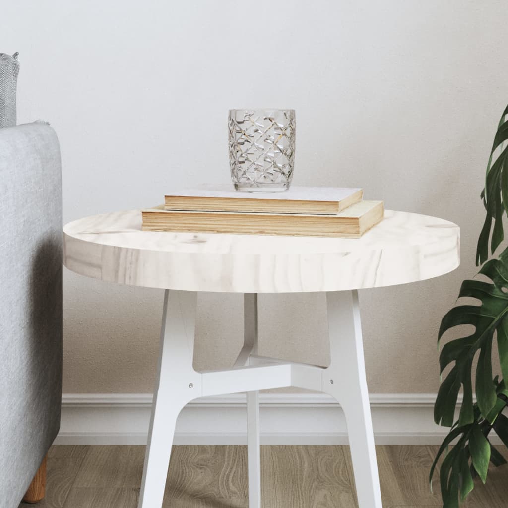 Piano Tavolo Rotondo Bianco Ã˜40x3 cm in Legno Massello di Pino