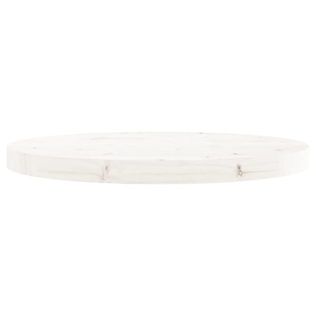 Piano Tavolo Rotondo Bianco Ã˜50x3 cm in Legno Massello di Pino