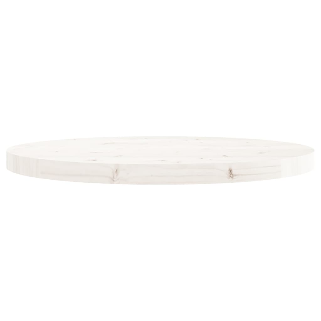 Piano Tavolo Rotondo Bianco Ã˜60x3 cm in Legno Massello di Pino