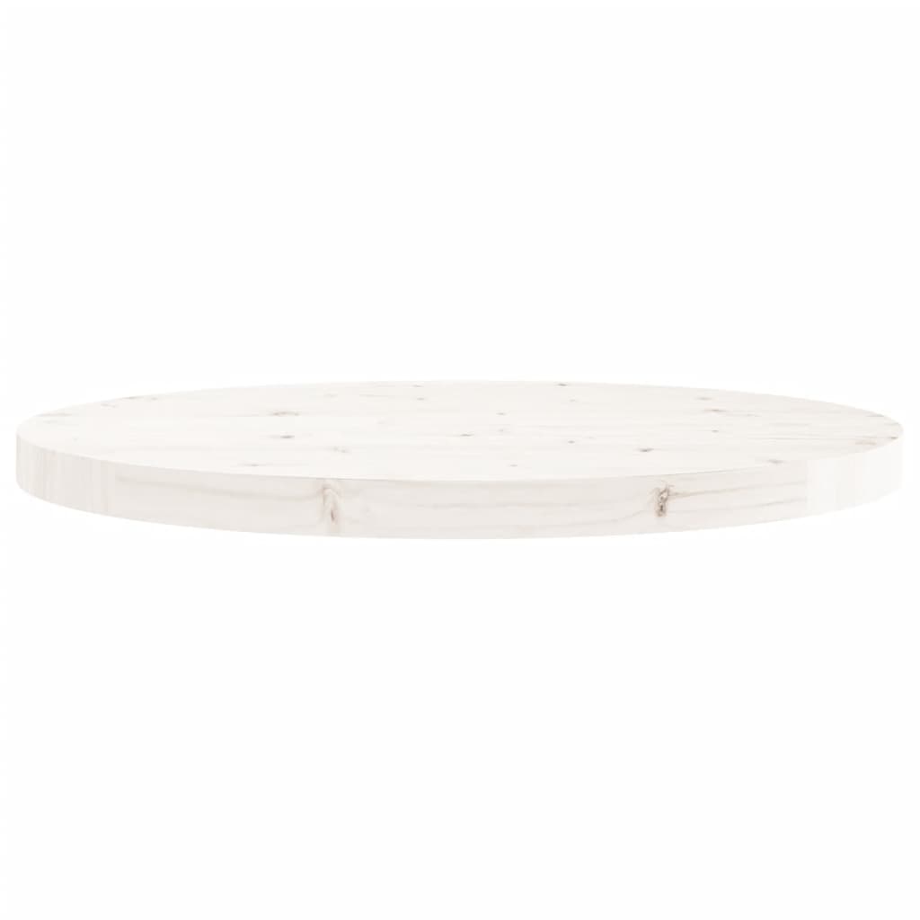 Piano Tavolo Rotondo Bianco Ã˜60x3 cm in Legno Massello di Pino