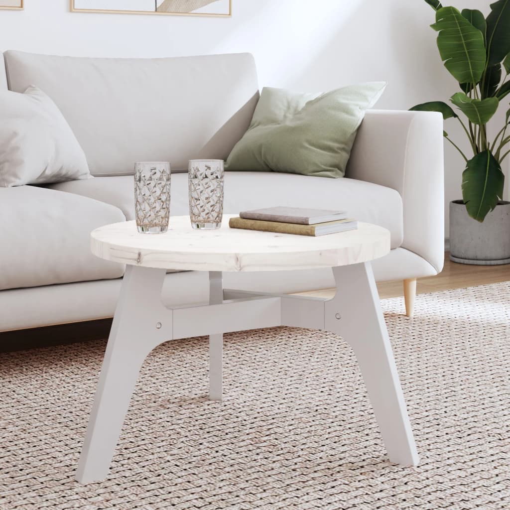 Piano Tavolo Rotondo Bianco Ã˜60x3 cm in Legno Massello di Pino