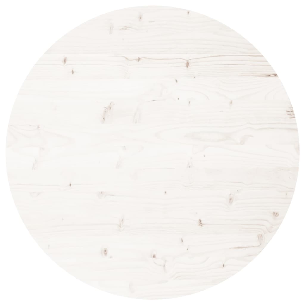 Piano Tavolo Rotondo Bianco Ã˜70x3 cm in Legno Massello di Pino