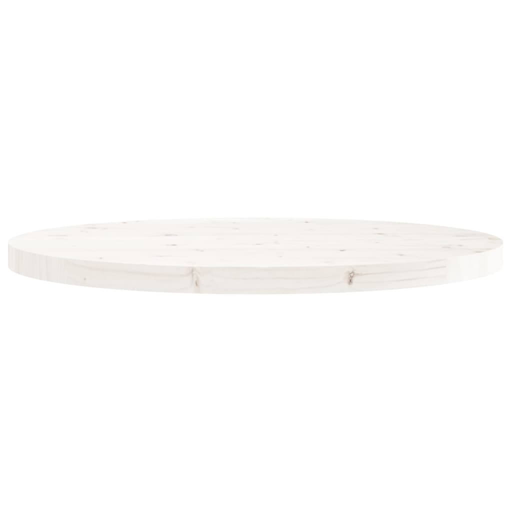 Piano Tavolo Rotondo Bianco Ã˜70x3 cm in Legno Massello di Pino