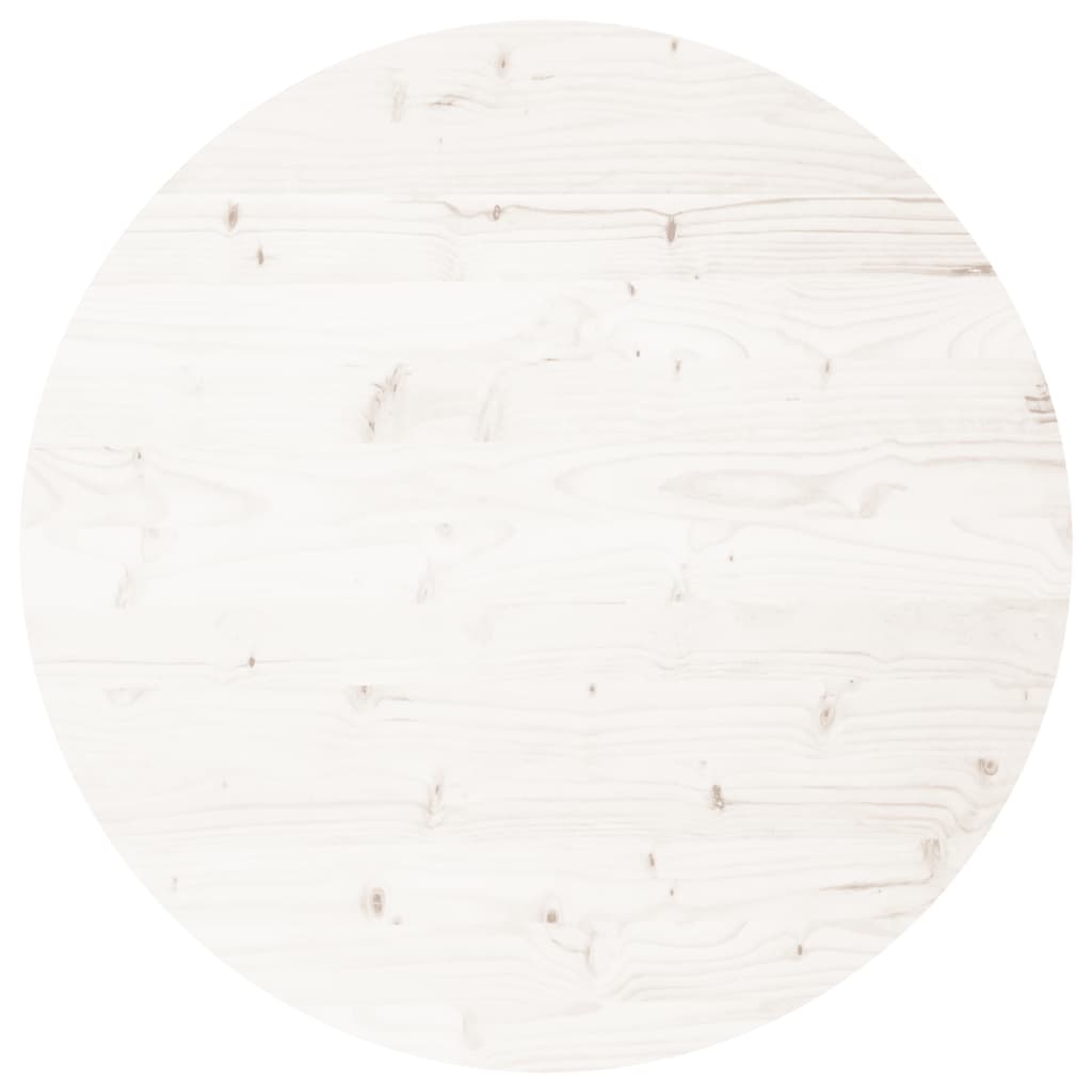 Piano Tavolo Rotondo Bianco Ã˜80x3 cm in Legno Massello di Pino