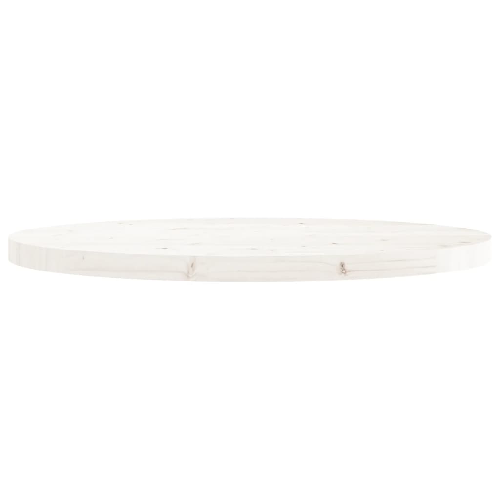 Piano Tavolo Rotondo Bianco Ã˜80x3 cm in Legno Massello di Pino