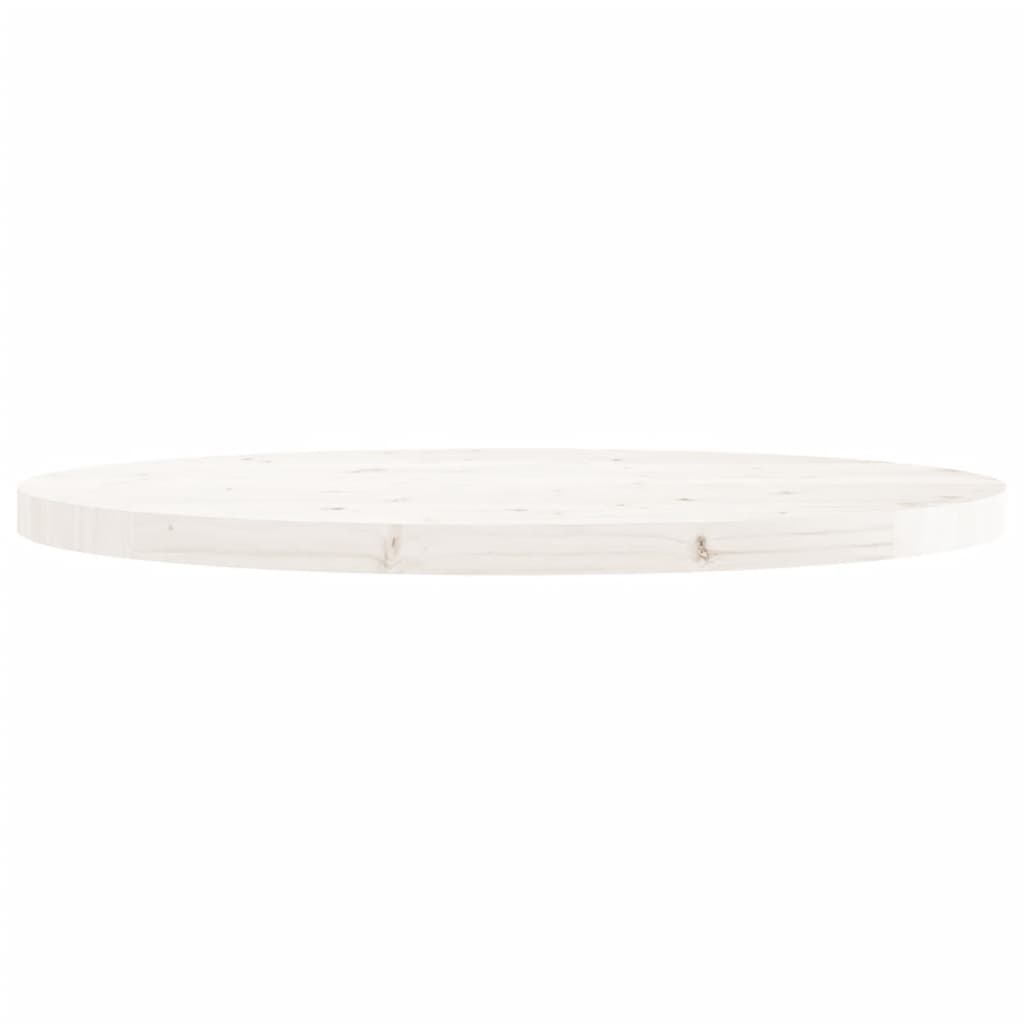 Piano Tavolo Rotondo Bianco Ã˜90x3 cm in Legno Massello di Pino
