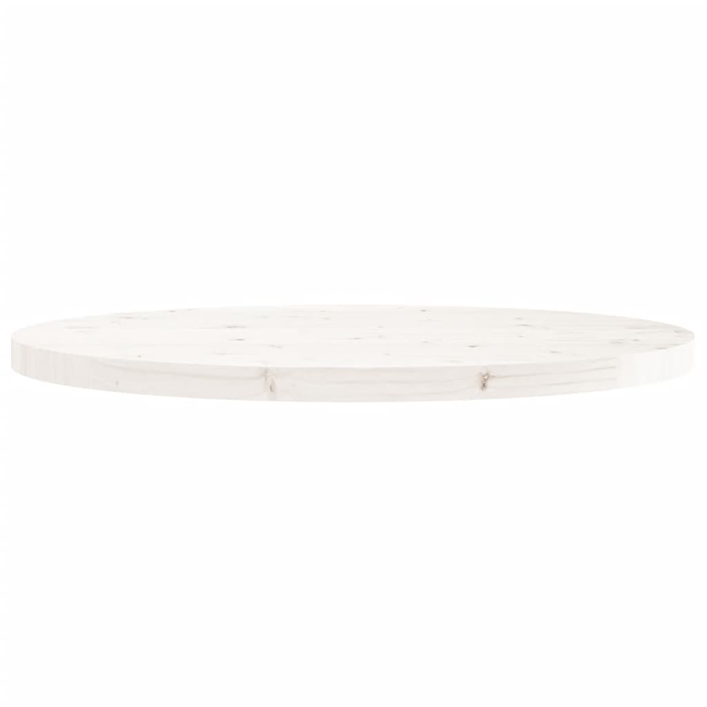 Piano Tavolo Rotondo Bianco Ã˜90x3 cm in Legno Massello di Pino