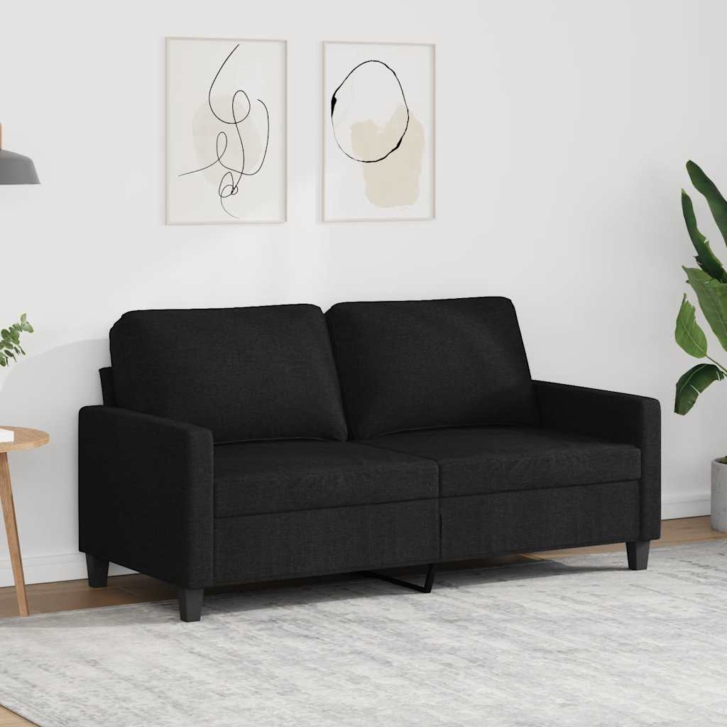 Divano a 2 Posti Nero 120 cm in Tessuto