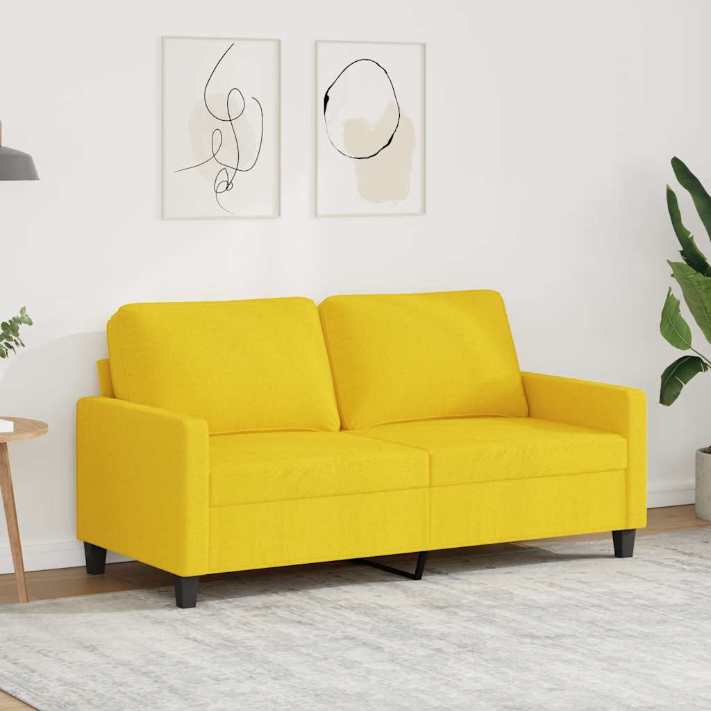 Divano a 2 Posti Giallo Chiaro 140 cm in Tessuto