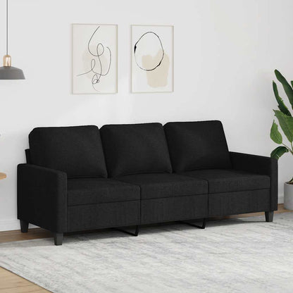 Divano a 3 Posti Nero 180 cm in Tessuto