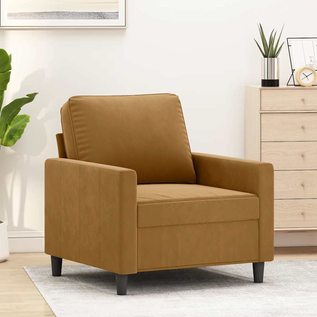 Poltrona Marrone 60 cm Velluto