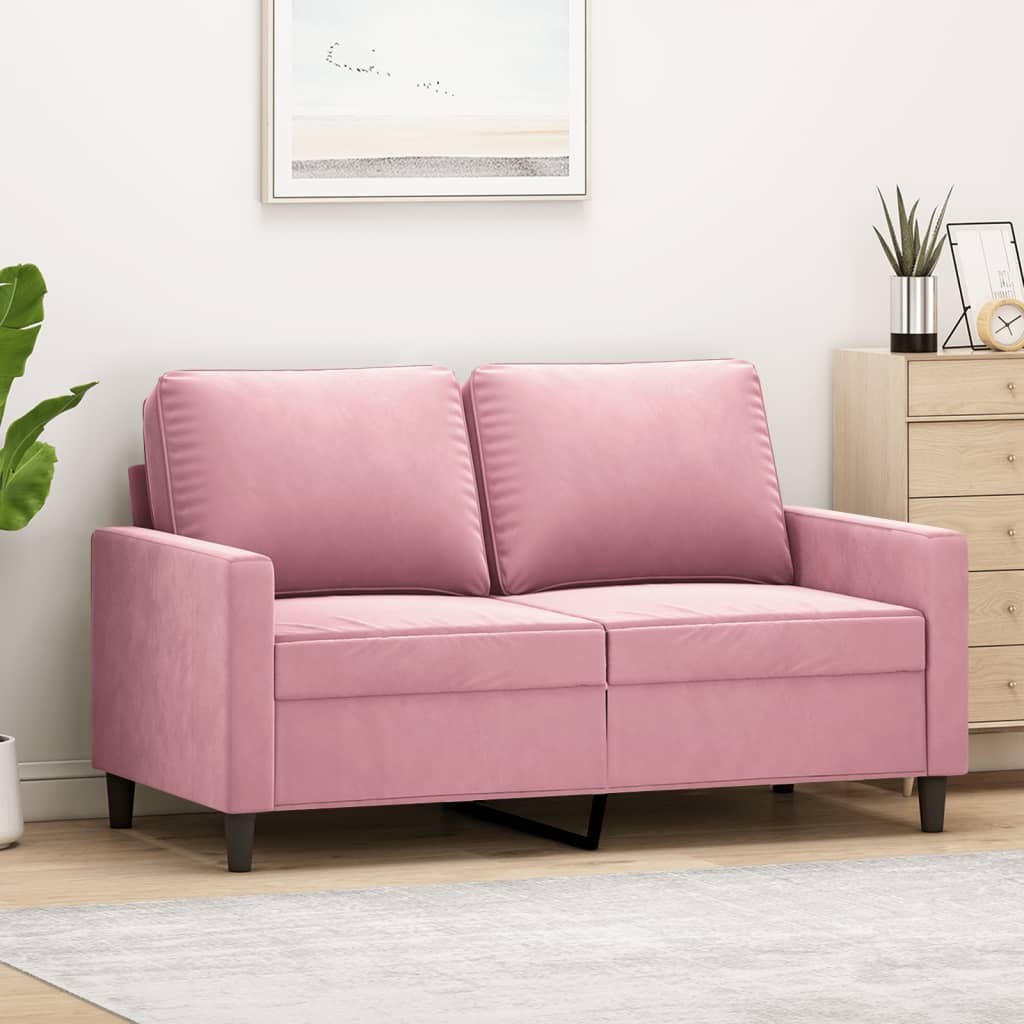 Divano a 2 Posti Rosa 120 cm in Velluto