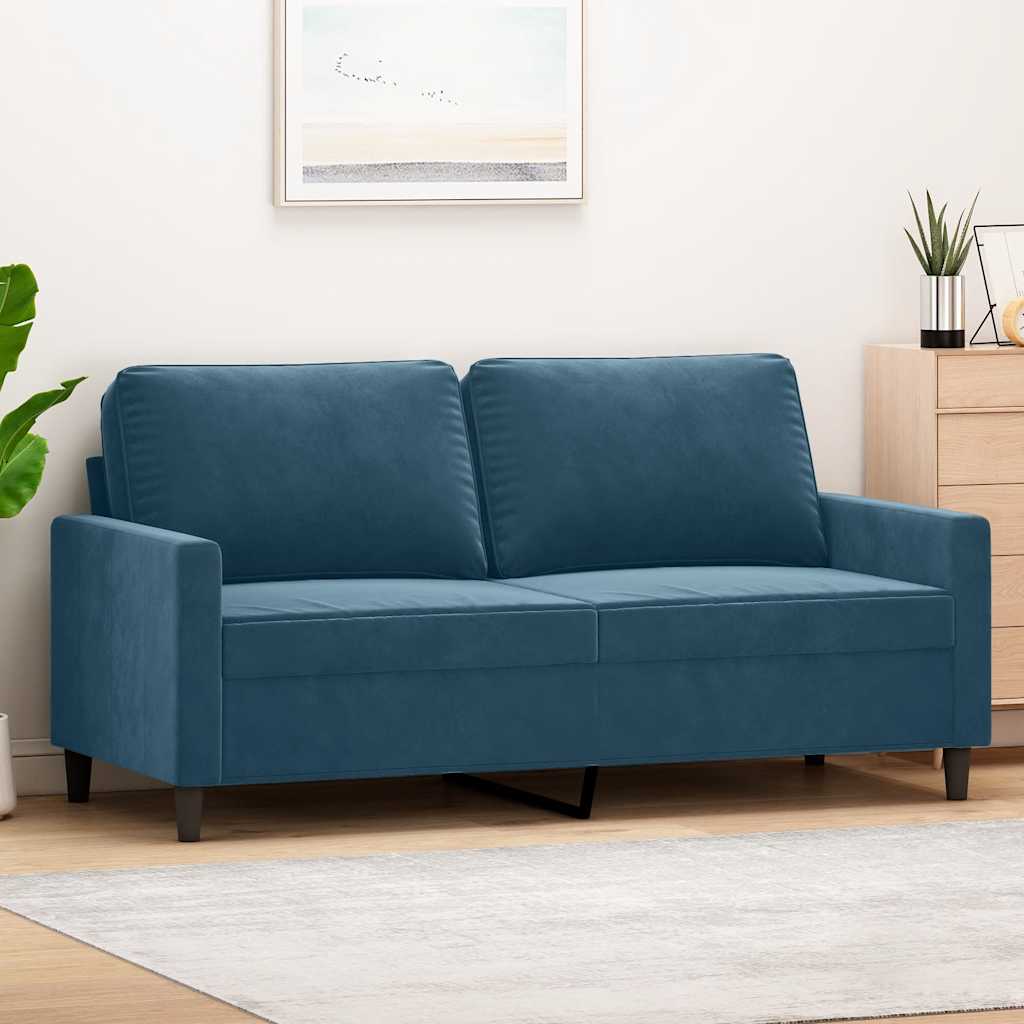 Divano a 2 Posti Blu 140 cm in Velluto