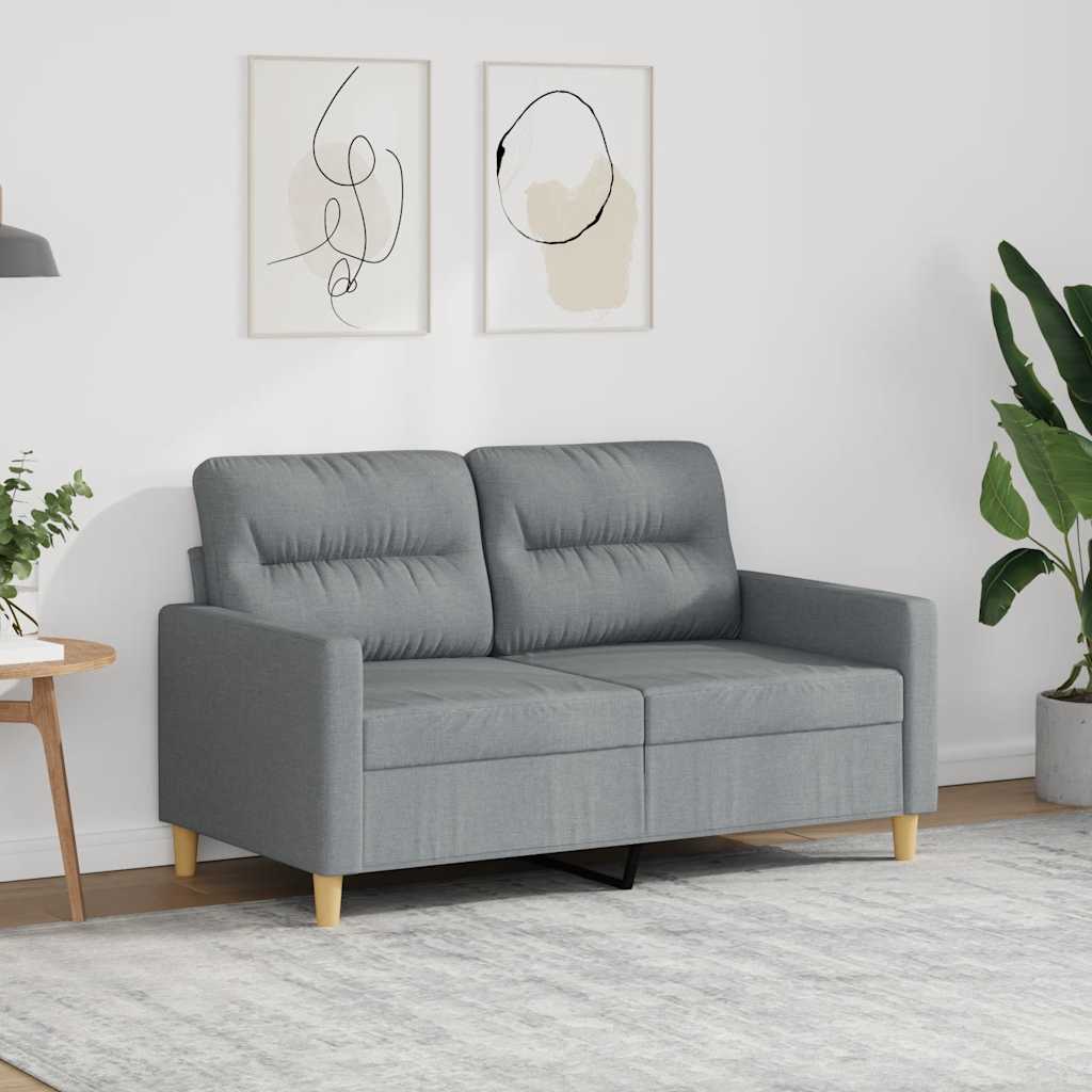 Divano a 2 Posti Grigio Chiaro 120 cm in Tessuto