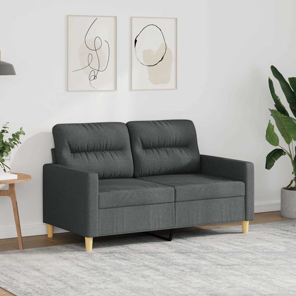 Divano a 2 Posti Grigio Scuro 120 cm in Tessuto
